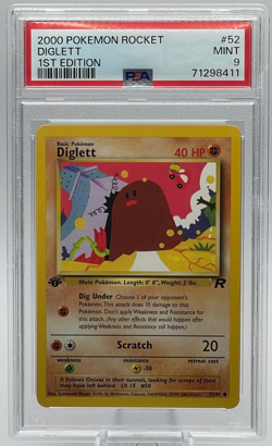 2000 POKEMON ROCKET #52 DIGLETT 1ST EDITION PSA 9 MINT - Image 1