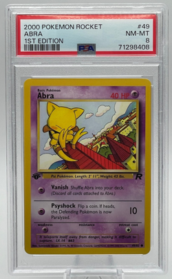 2000 POKEMON ROCKET #49 ABRA 1ST EDITION PSA 8 NM-MT - Image 1