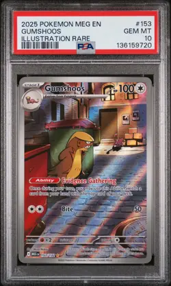 2025 Pokemon Mega Evolution Gumshoos #153 Illustration Rare PSA 10 GEM MINT - Image 1