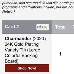 1 OF 1 Charmander Pokemon 24K Gold Plating Variety Tin (Large Colorful Backing) - Image 2