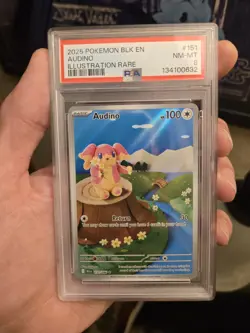 PSA 8 AUDINO 2025 POKEMON BLK EN-BLACK BOLT ILLUSTRATION RARE #151 AUDINO PSA 8 - Image 1