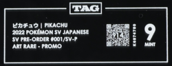 2022 Pokemon Scarlet & Violet Pre-Order #001/SV-P Pikachu Art Rare Promo TAG 9 - Image 3