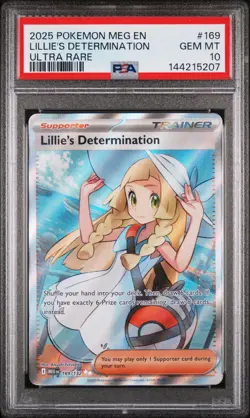 2025 Pokemon Mega Evolution Base #169 FA Lillie's Determination PSA 10 Gem Mint - Image 1
