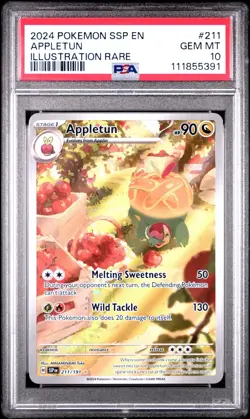 PSA 10 GEM MINT Pokemon Appletun 211/191 Surging Sparks Illustration Rare IR Alt - Image 1