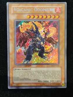 YUGIOH VOLCANIC DOOMFIRE SECRET RARE LIGHT PLAY CONDITION CT04-EN004 - Image 1