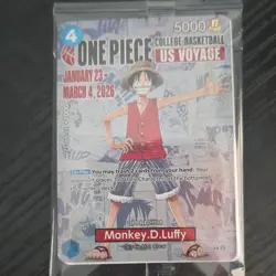 Bandai One Piece CCG Monkey.D.Luffy P-055 US Voyage Promo College Basketball - Image 1