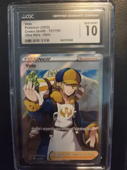 CGC Graded 10 Gem Mint Volo 151/159 Crown Zenith Ultra Rare Pokemon Card - Image 1