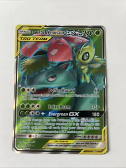 Pokemon TCG Celebi & Venusaur GX Holo Ultra Rare Tag Team 159/181 - Image 1