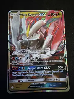 White Kyurem GX 48/70 Ultra Rare Holo Full Art Dragon Majesty Pokemon - Image 1