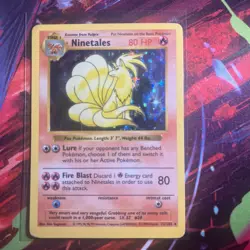 Pokemon TCG Ninetales 12/102 Base Set Shadowless Black Flame Holo Rare WOTC 1999 - Image 1
