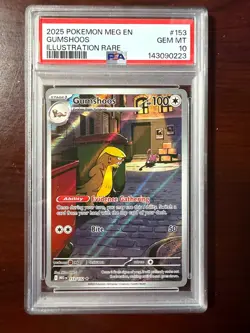 2025 Pokemon MEG EN Illustration Rare #153 Gumshoos PSA 10 GEM MINT - Image 1