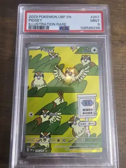 2023 Pokemon OBF En Pidgey Illustration Rare 207/197 PSA 9 Mint - Image 1