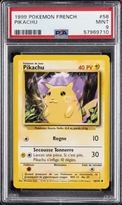 1999 POKEMON BASE SET UNLIMITED FRENCH #58 PIKACHU PSA 9 - Image 1