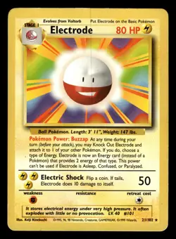 Electrode 21/102 Rare Base Set Pokemon Card - 4 - Image 1