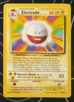 Electrode 21/102 Base Set Pokemon Tcg Card Vintage Wotc Lightly Played - Image 1