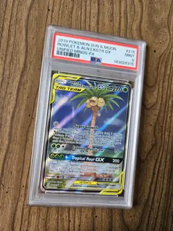Rowlet & Alolan Exeggutor GX (Alternate Full Art) 215/236 Sm-Unified Minds PSA 9 - Image 2