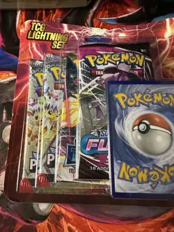 Pokemon TCG Lightning Set 4 Packs + 1 Bonus Card! Brand New/Sealed! - Image 1