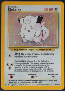 Pokemon - Clefairy Holo - 5/102 - Base Set - Rare Card - LP - Image 2