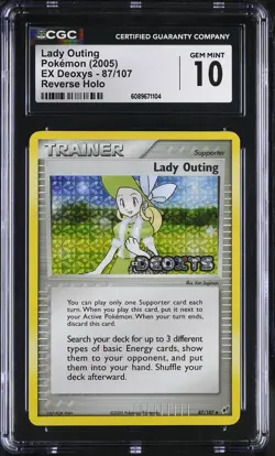 CGC 10 GEM MINT Lady Outing EX Deoxys 87/107 Reverse Holo Stamped Pokemon Card - Image 1