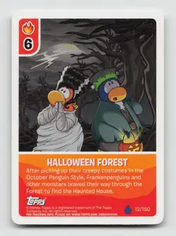 Club Penguin - Halloween Forest 12/150 Fire Card Topps Disney - Image 1