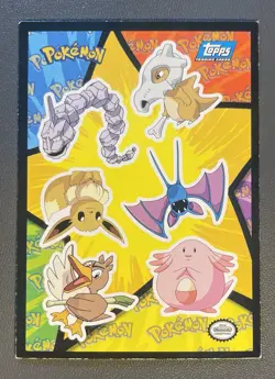 1999 Topps Pokemon The Movie Onix Cubone Eevee Chansey Zubat Sticker Card - Image 1