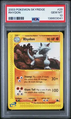 2003 POKEMON SKYRIDGE #29 RHYDON PSA 10 - Image 1