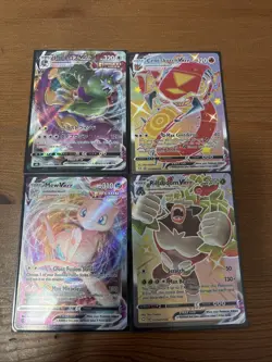Lot of 4 Vmax Cards Mew Thunderous Centiskorch and Rillaboom Pokemon Cards NM - Image 1