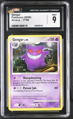 CGC 9 MINT Gengar 2009 Arceus 17/99 Pokemon Card - Image 1