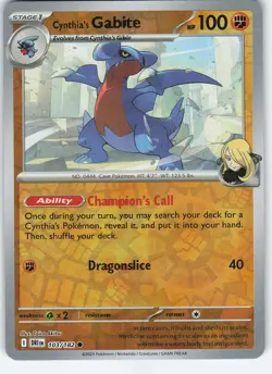 Cynthia's Gabite 103/182 Common Reverse Holo SV10: Destined Rivals NM Pokemon - Image 1