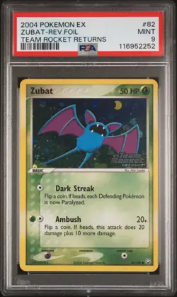 2004 POKEMON EX TEAM ROCKET RETURNS ZUBAT #82 REVERSE PSA 9 MINT #116952252 - Image 1