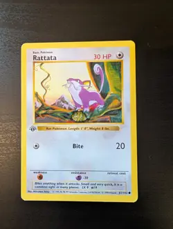 Base Set Pokemon TCG Rattata - 1st Edition Shadowless - Image 1