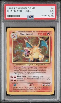 Pokemon Charizard 004/102 Base Set Holo 1999 WOTC PSA 5 - Image 1