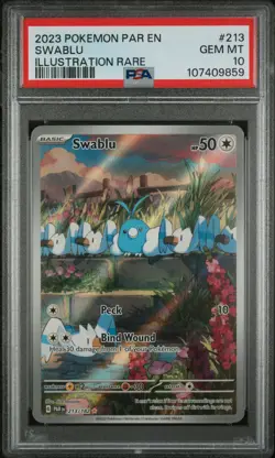 2023 POKEMON PAR EN-PARADOX RIFT ILLUSTRATION RARE #213 SWABLU PSA 10 - Image 1