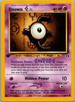 Pokemon TCG Unown E 67/75 Neo Discovery 1st Ed MP - Image 1