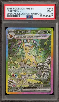 Pokemon Leafeon ex Prismatic Evolutions Special Illustration Rare #144 PSA 9 - Image 1