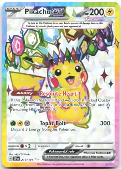 Pikachu ex 219/191 Ultra Rare Surging Sparks Pokemon Near Mint - Image 1