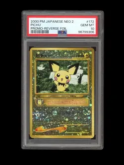 Pokemon PSA 10 GEM MINT 2000 Pichu Japanese Promo Neo File Holo Card - Image 1