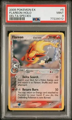 2005 Pokemon EX Delta Species Flareon Holo Rare PSA 9 MINT 5/113 - Image 1