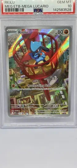 Pokemon Riolu 010 Me: Mega Evolution Promo Full Art Holo PSA 10 2025 English - Image 1