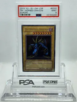 YUGIOH LOB-E000 TRI-HORNED DRAGON SECRET RARE HOLO FOIL PSA 9 MINT #43164249 - Image 1