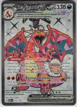 Pokemon Charizard ex Ultra Rare SV03: Obsidian Flames 215/197 NM - Image 1