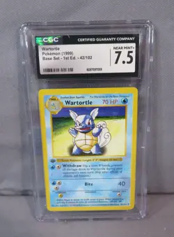 WARTORTLE #42/102 Pokemon Base Set 1st Ed Shadowless 1999 CGC 7.5 Near Mint+ - Image 1