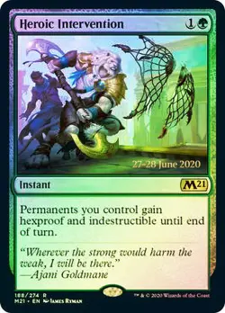 1x Heroic Intervention - Foil - Core Set 2021 Prerelease Promo Light Play MTG Ma - Image 1