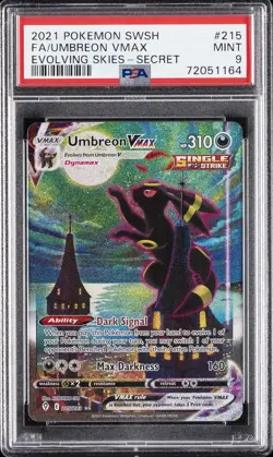 2021 POKEMON SWORD & SHIELD EVOLVING SKIES SECRET FULL ART/UMBREON VMAX PSA 9 - Image 1