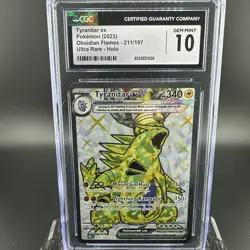 CGC 10 Gem Mint Tyranitar ex 211/197 SAR Obsidian Flames OBF ENG Pokemon Card - Image 1