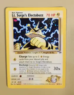2000 Pokemon Lt Surge's Electabuzz Holo Swirl - see video of Holo & Card - Image 1