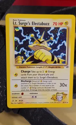 2000 Pokemon Lt Surge's Electabuzz Holo Swirl - see video of Holo & Card - Image 2