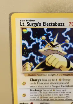 2000 Pokemon Lt Surge's Electabuzz Holo Swirl - see video of Holo & Card - Image 3