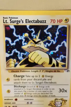 2000 Pokemon Lt Surge's Electabuzz Holo Swirl - see video of Holo & Card - Image 4