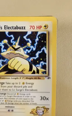 2000 Pokemon Lt Surge's Electabuzz Holo Swirl - see video of Holo & Card - Image 5